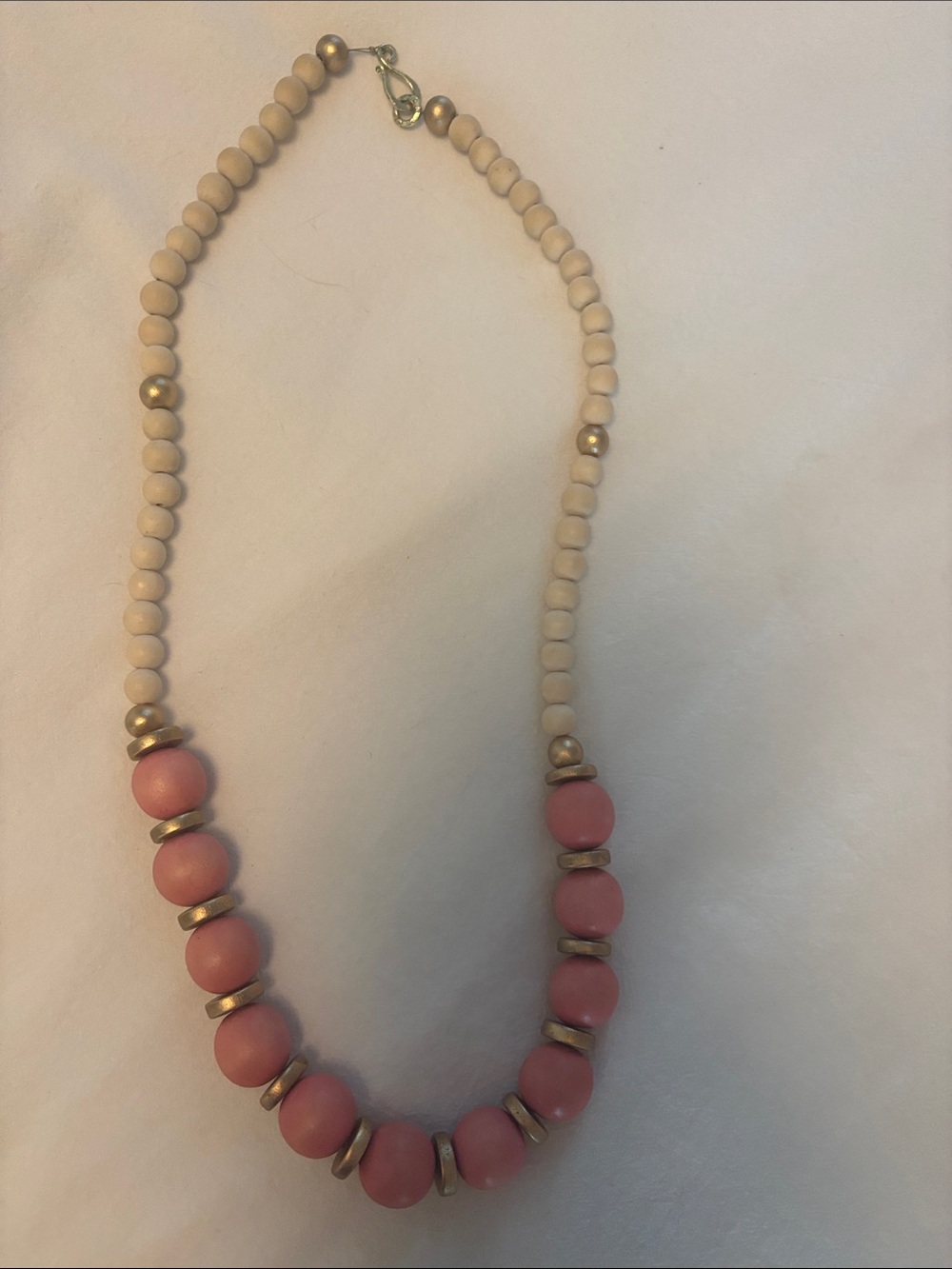 Women’s Pink Bead Necklace with Gold Accents
